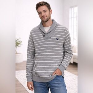American Eagle Vintage Striped Shawl Collar Sweater – Size Large